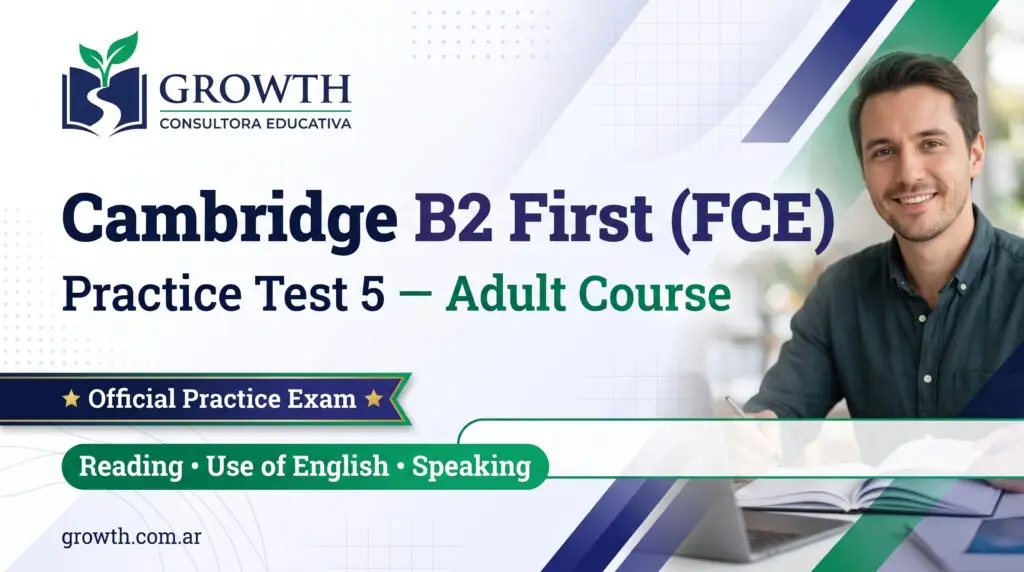 Cambridge B2 First (FCE) — Practice Test 5 (Adults) exam5